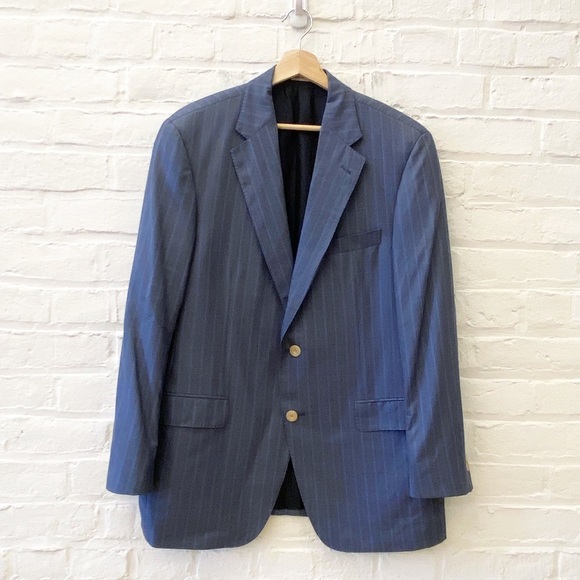 Ermenegildo Zegna x Samuelsohn || Earl Striped Sport Coat Blazer Jacket Blue 42R - Picture 1 of 12